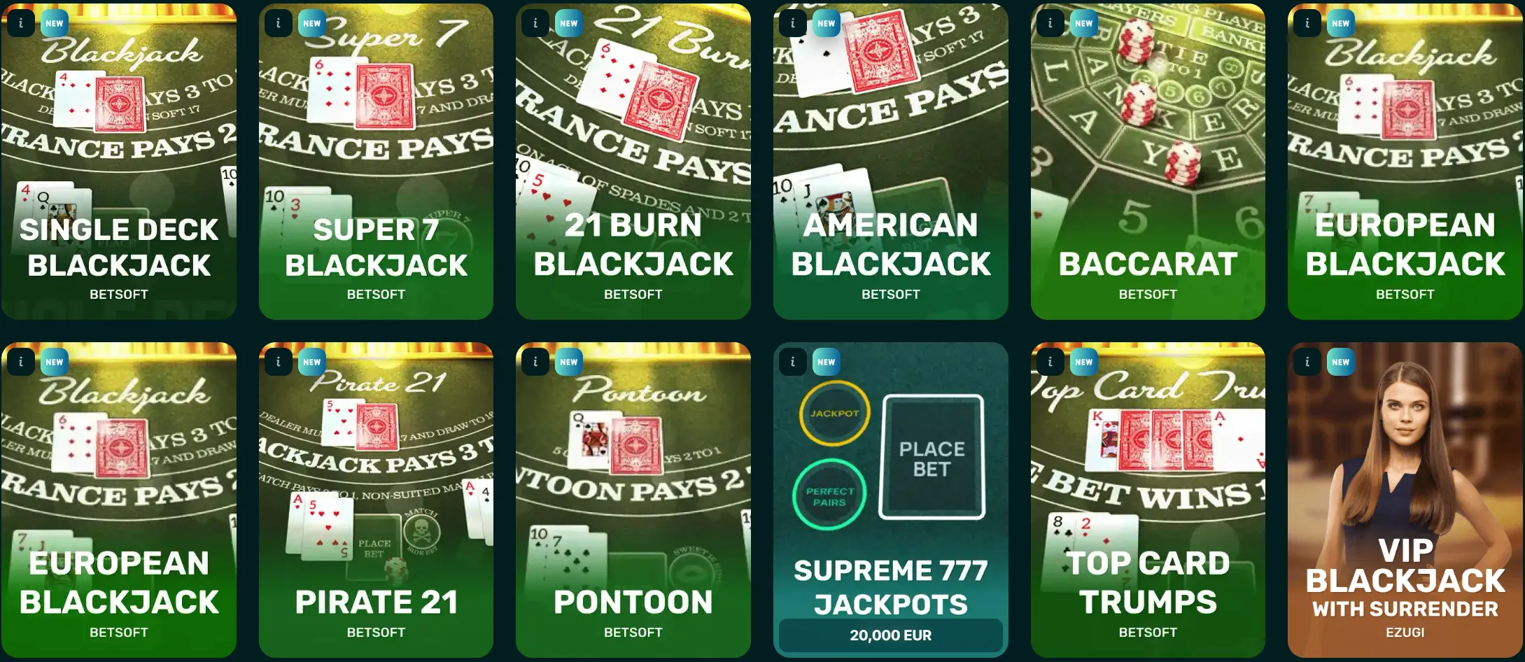 Spinaconda Casino live blackjack en kaartspellen, inclusief varianten en VIP blackjack